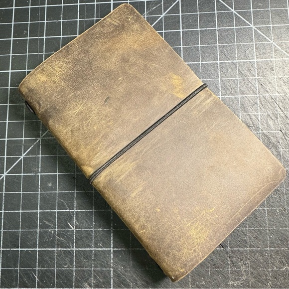 Leather Journal Cover 6.25x4” Rustic Brown Handcrafted Notebook - Picture 1 of 4
